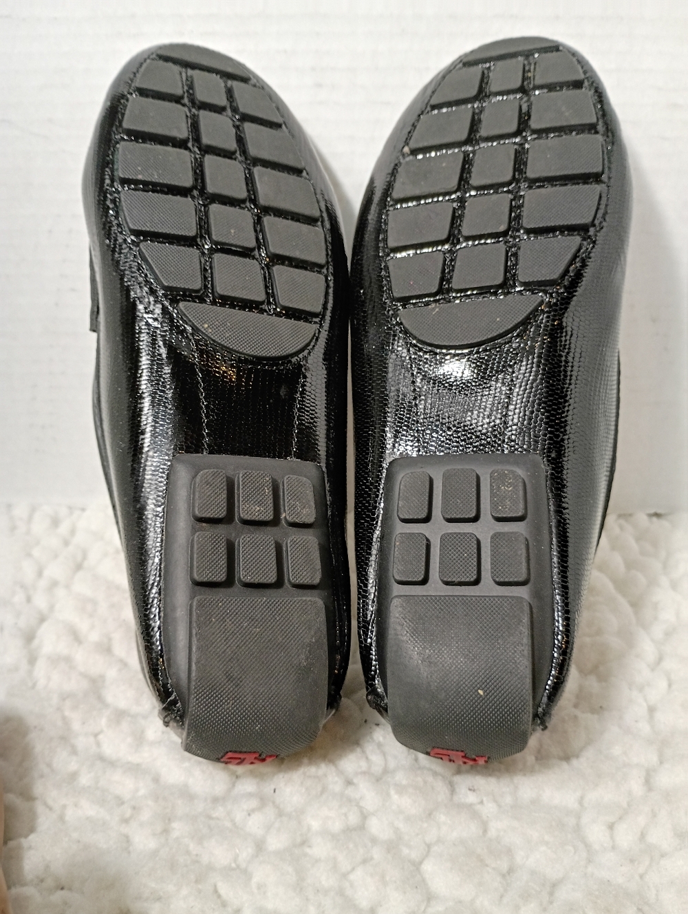 Ralph Lauren Camila Driving Loafers Black Patent Embossed Leather Mens 9 RL - Picture 11 of 12